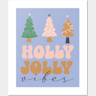 Pink Christmas Tree Holly Jolly Vibes Posters and Art